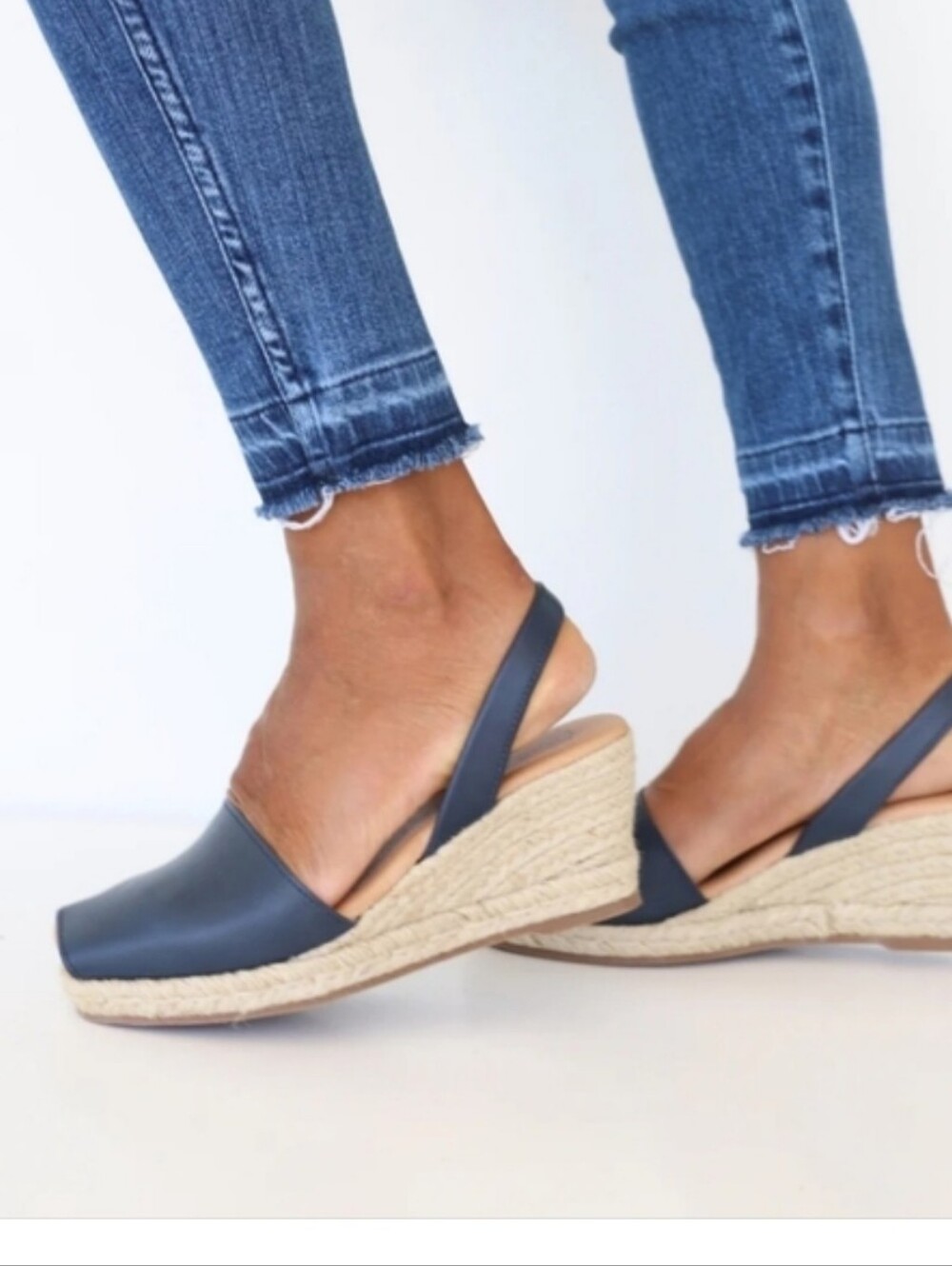 Navy Espadrille Wedge Slingback Sandals